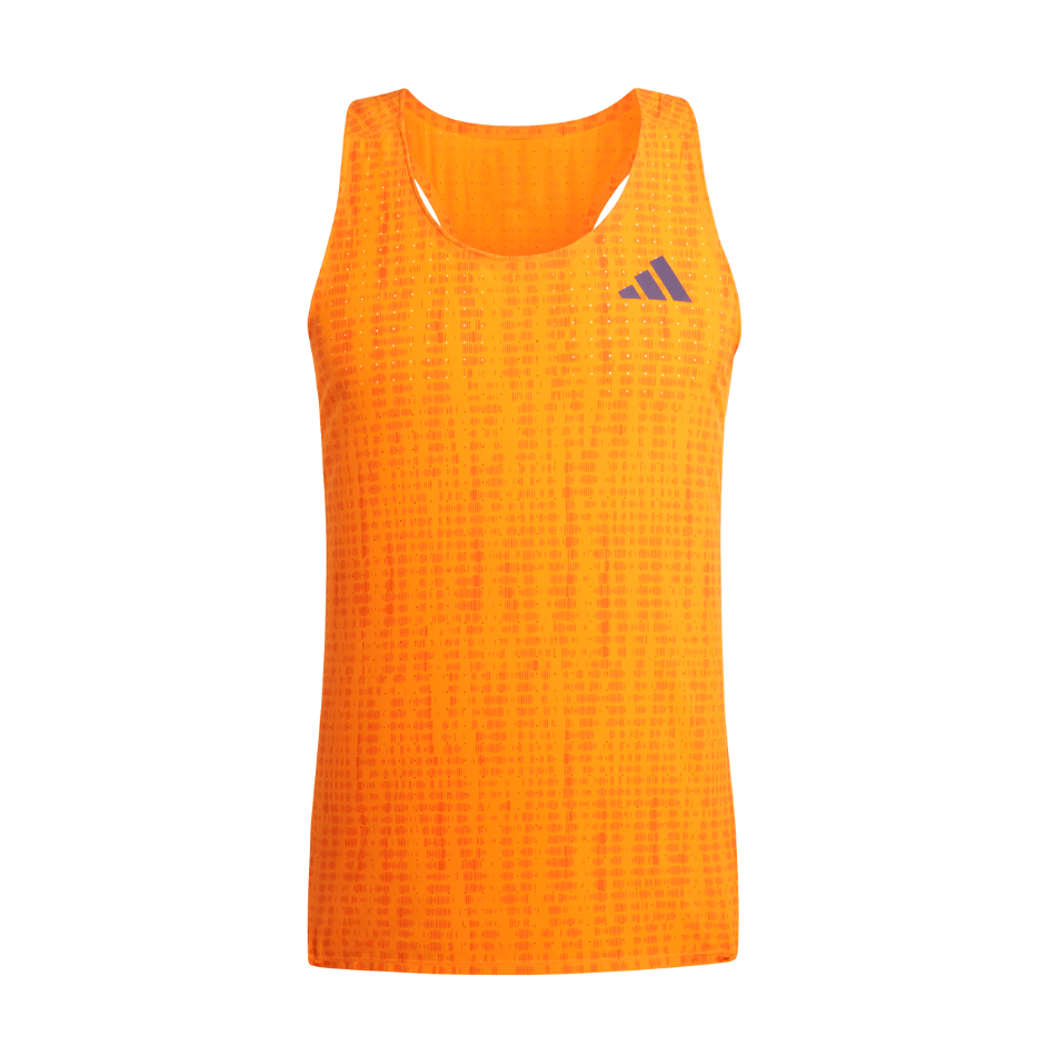adidas Men's Adizero Running Tank Top in Pure Tangerine/Pure Orange SS26