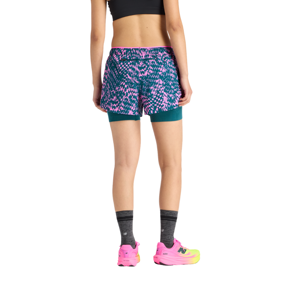 New Balance Women's London Edition RC Printed 2 in 1 Short 3” in Pink Heat SS26