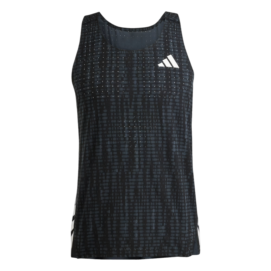 adidas Men's Adizero Running Tank Top in Carbon/Black SS26