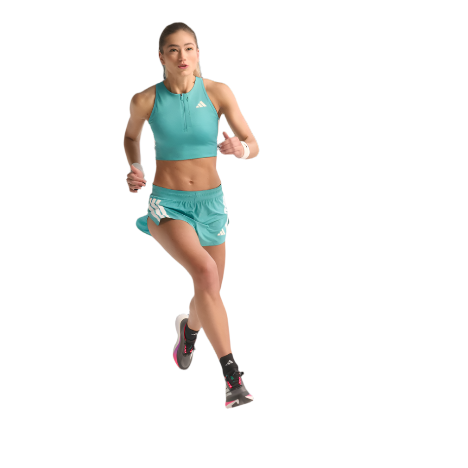 adidas Women's Adizero Running Crop Top in Powder Teal AW25