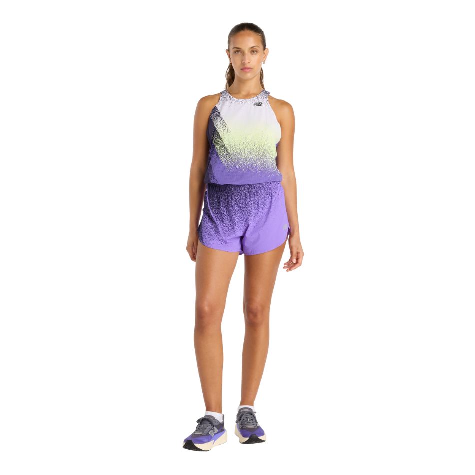 New Balance Women's Raceday Ultralight Printed Singlet in Electric Purple SS26