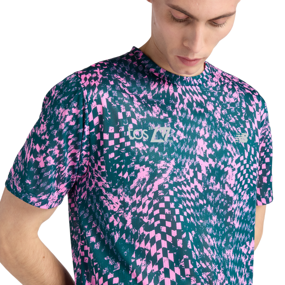 New Balance Men's London Edition Athletics Print T-Shirt in Pink Heat SS26