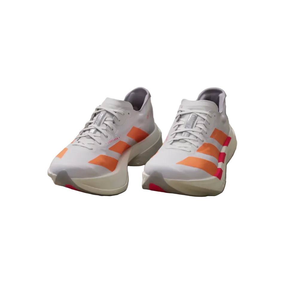 adidas Men's Adios Pro 4 Running Shoes in Cloud White/Lucid Orange/Lucid Red SS26