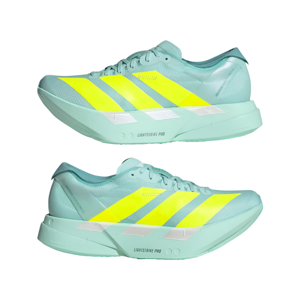 adidas Women's Adios Pro 4 Running Shoes in Turquoise/Semi Flash Aqua/Lucid Lemon/Mint Ton AW25