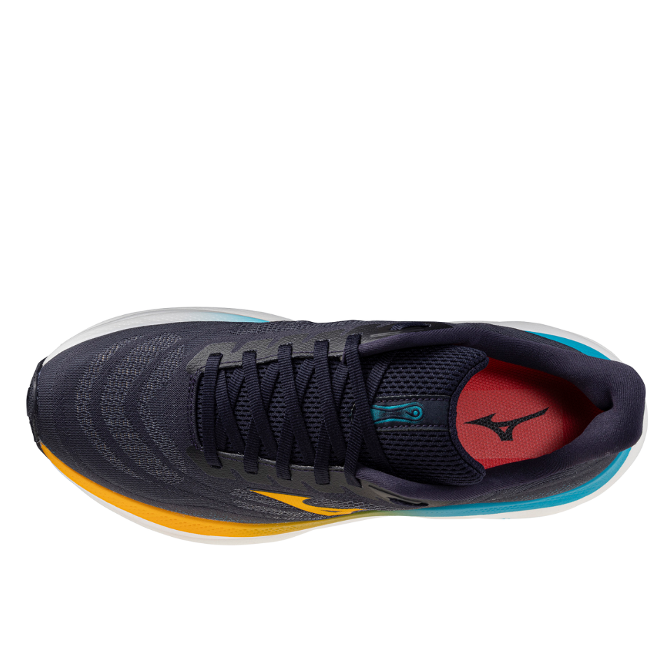 Mizuno Men's Wave Sky 9 Running Shoes in Baritone Blue/Citrus/Capri Breeze AW25