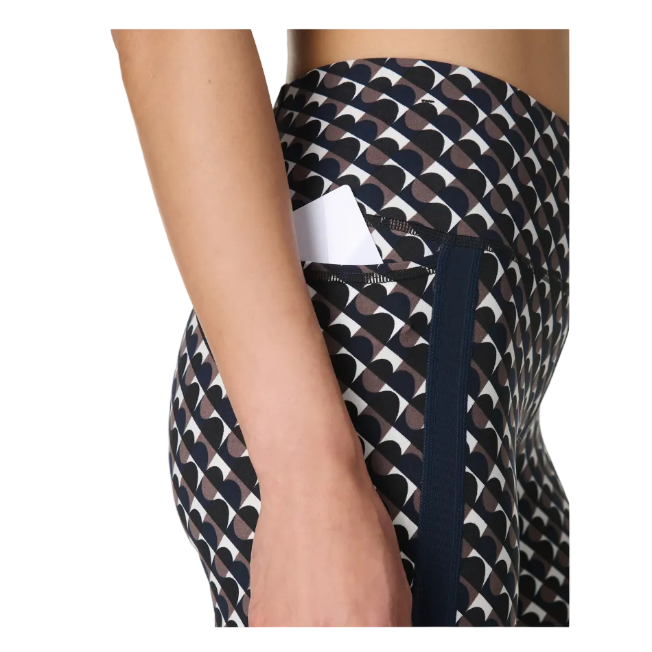 Sweaty Betty Power Side Stripe Sports Bra in Brown Arch Geo Print SS26