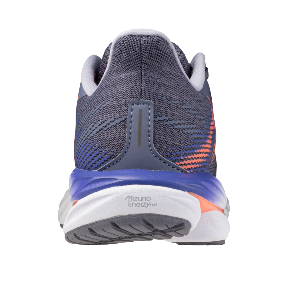 Mizuno Women's Wave Inspire 21 Running Shoes in Blue Granite/Striking Coral/Iris Bloom AW25