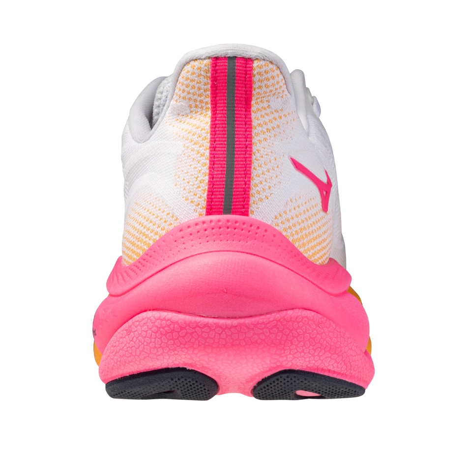 Mizuno Unisex Wave Sky 9 Running Shoes in White/Tang Orange/Pink Tetra AW25