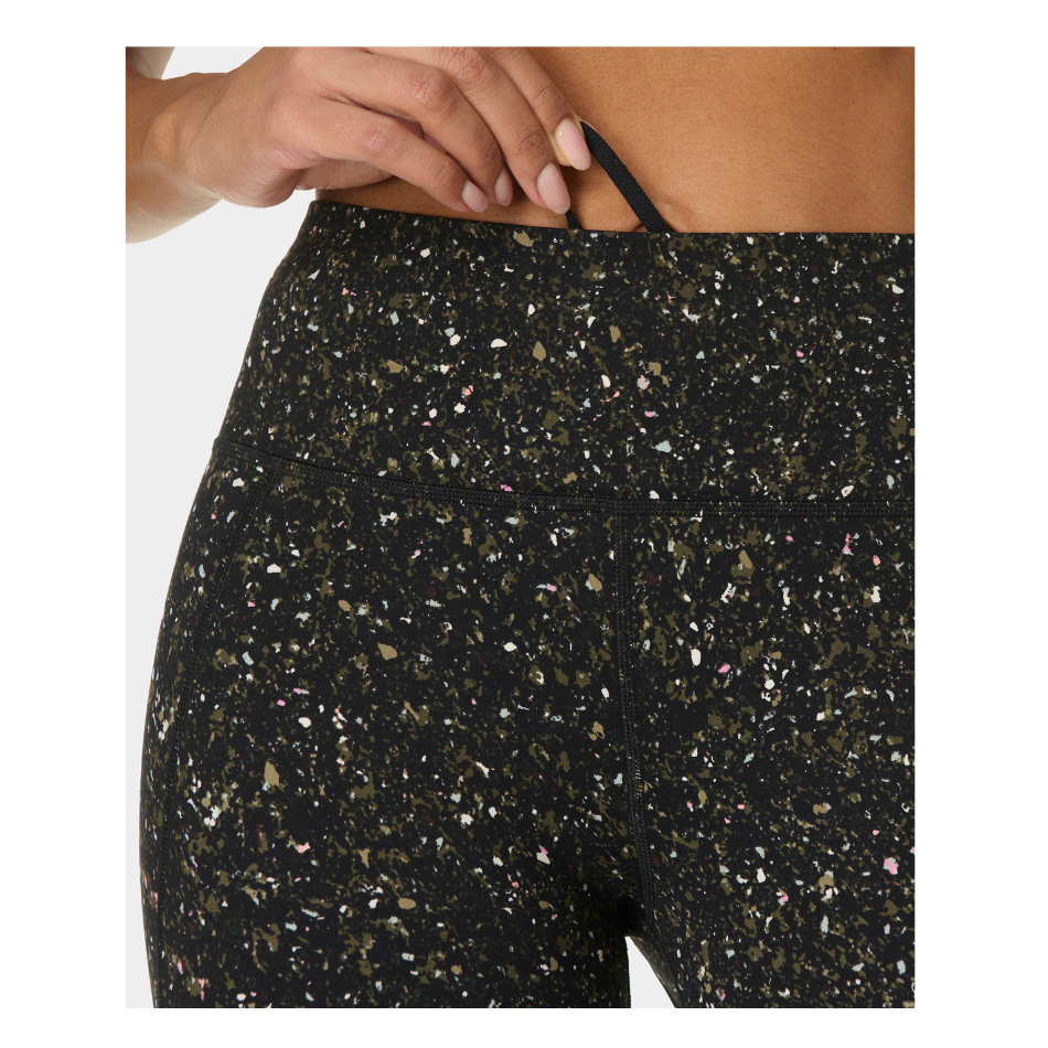 Sweaty Betty Power 7/8 Workout Leggings in Green Ditsy/Terrain Print SS26