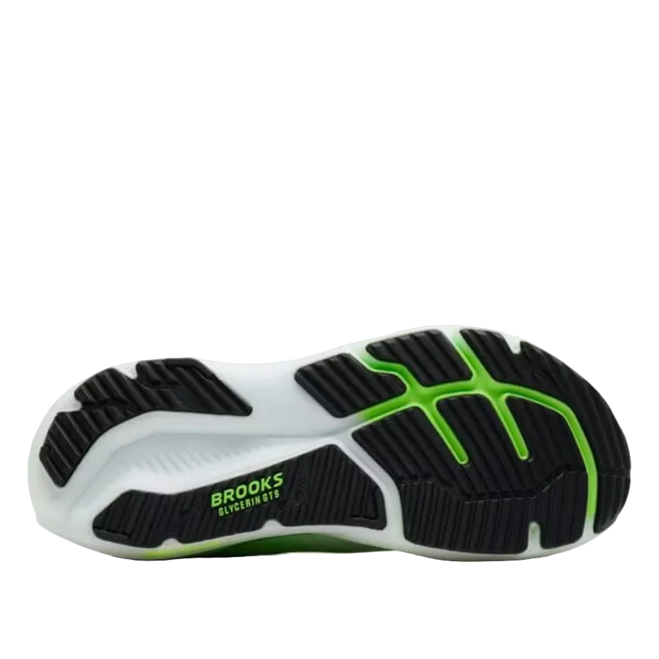 Brooks Men's Glycerin GTS 23 Running Shoes in White/Phantom/Green Gecko SS26
