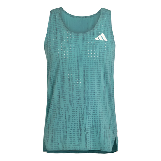 adidas Men's Adizero Running Singlet in Powder Teal/Preloved Teal AW25