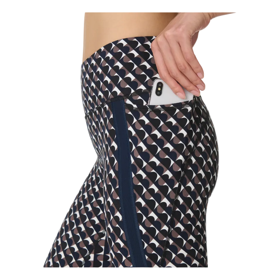 Sweaty Betty Power Side Stripe Sports Bra in Brown Arch Geo Print SS26