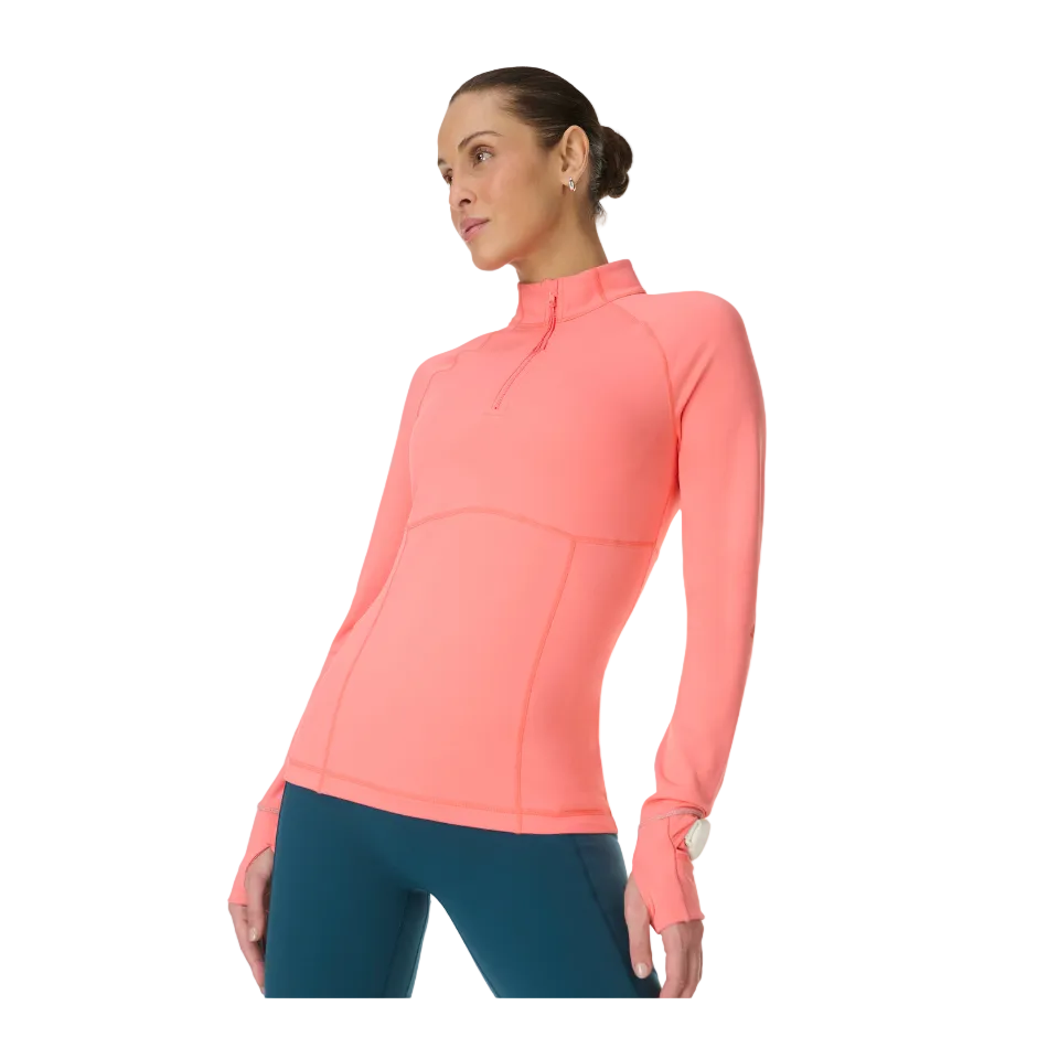 Sweaty Betty Pro Run Half Zip in Melon Pink SS26