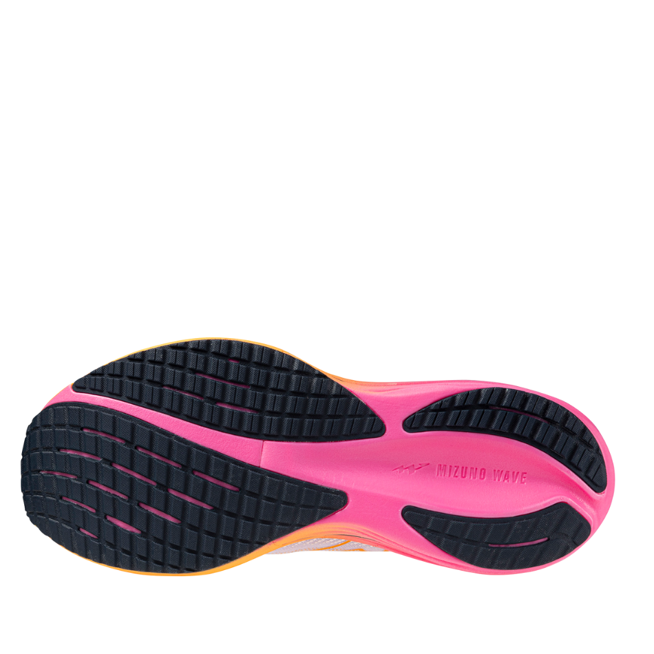 Mizuno Unisex Wave Rider 29 Running Shoes in White/Tang Orange/Pink Tetra AW25