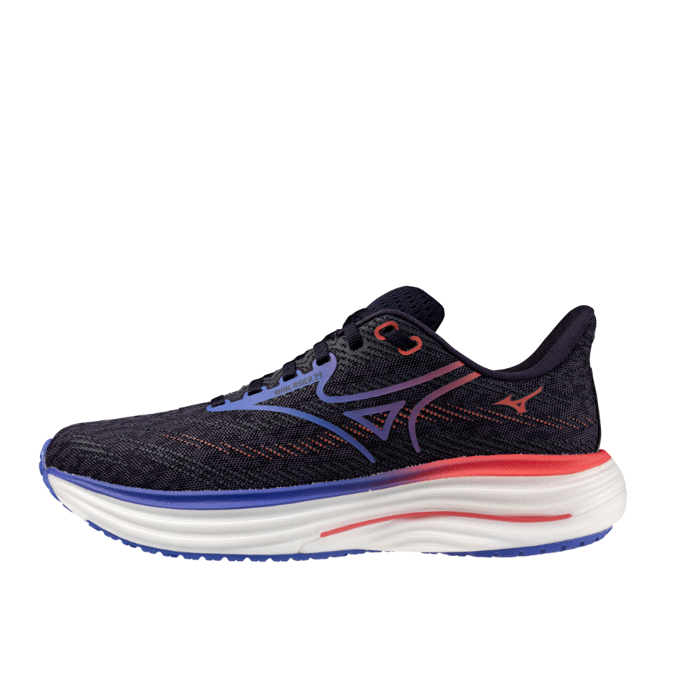 Mizuno Women's Wave Rider 29 Running Shoes in Odyssey Gray/Iris Bloom/Calypso Coral AW25