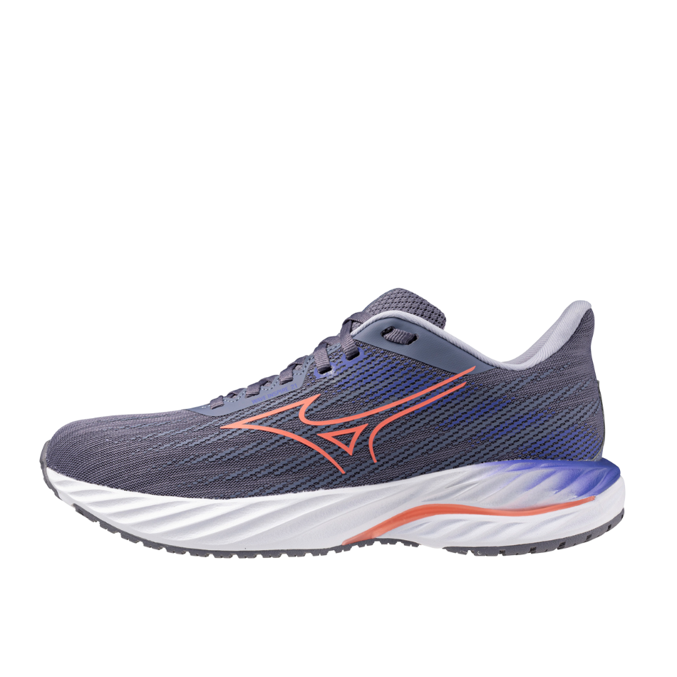 Mizuno Women's Wave Inspire 21 Running Shoes in Blue Granite/Striking Coral/Iris Bloom AW25