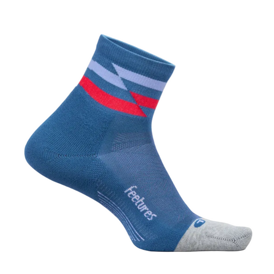 Feetures Unisex Elite Light Cushion Quarter Socks in Blue Track SS26