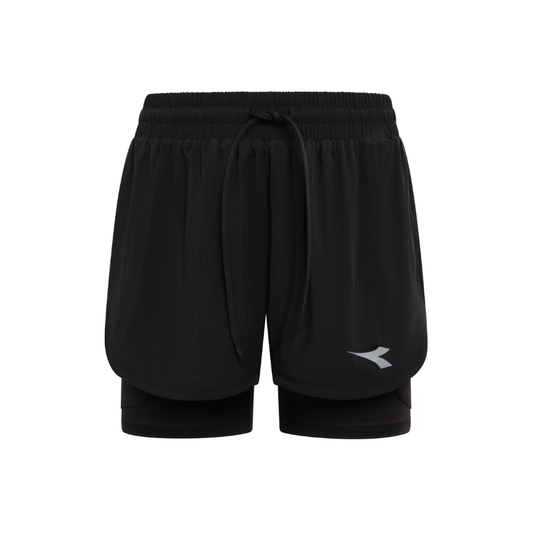 Diadora Women's 2 in 1 5 Shorts in Black SS26
