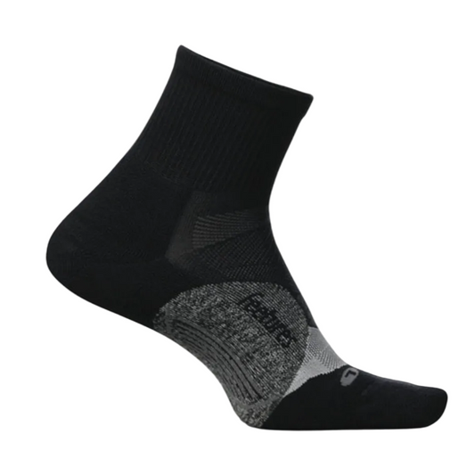 Feetures Unisex Elite Light Cushion Quarter Socks in Black SS26