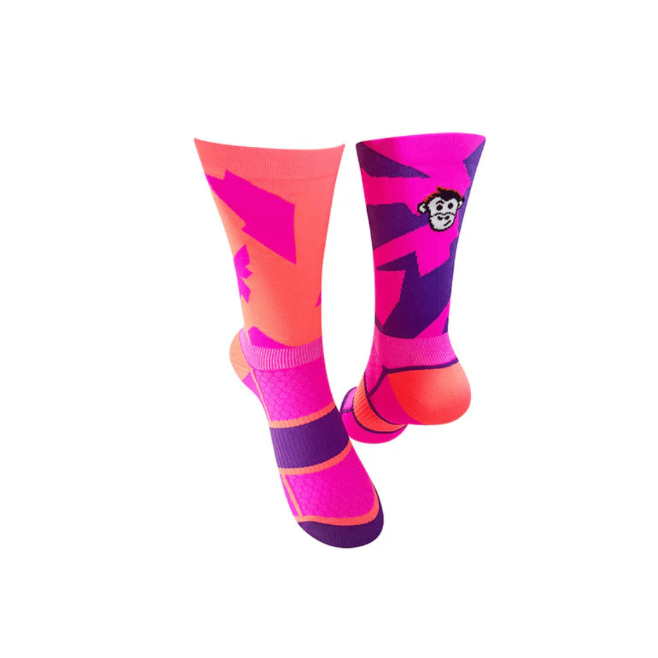 Monkey Sox Accessories Monkey Sox Podium Bolt Sports Socks in Pink/Orange - Up and Running
