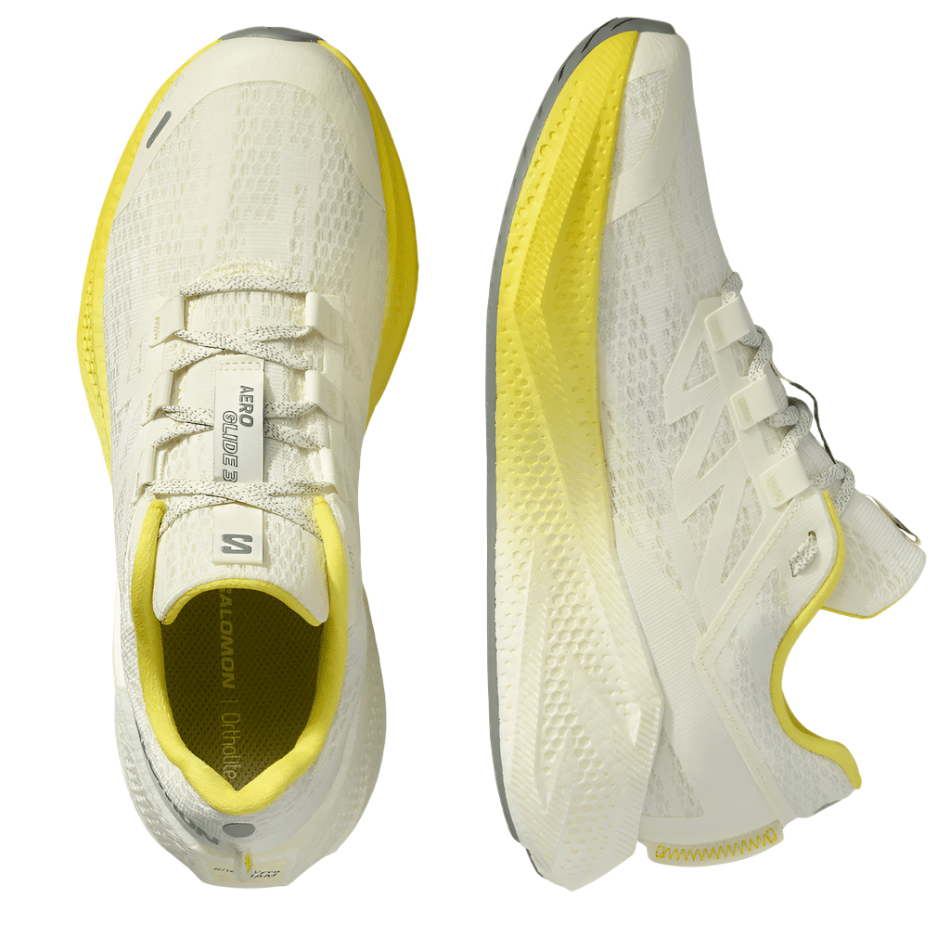 Salomon Shoes Salomon Men's Aeroglide 3 Running Shoes in Vanilla Ice/Blazing Yellow/Sedona Sage AW25 - Up and Running
