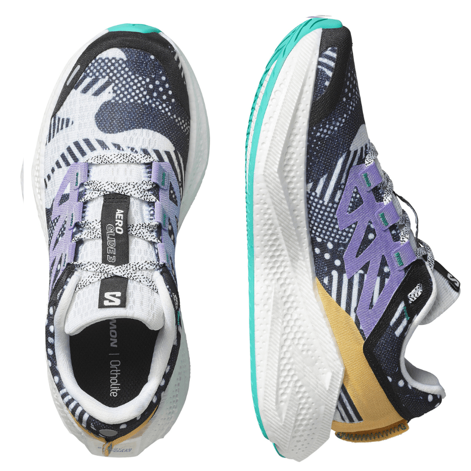 Salomon Shoes Salomon Women's Aeroglide 3 Proto Pack Running Shoes in White/Black/Waterfall SS25 - Up and Running