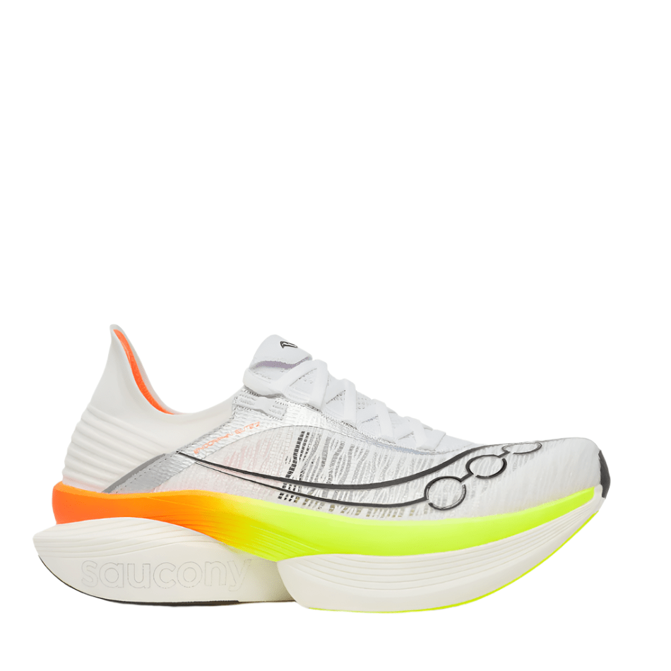 Saucony Shoes Saucony Unisex Endorphin Elite 2 Running Shoes in White/Vo2 AW25 - Up and Running