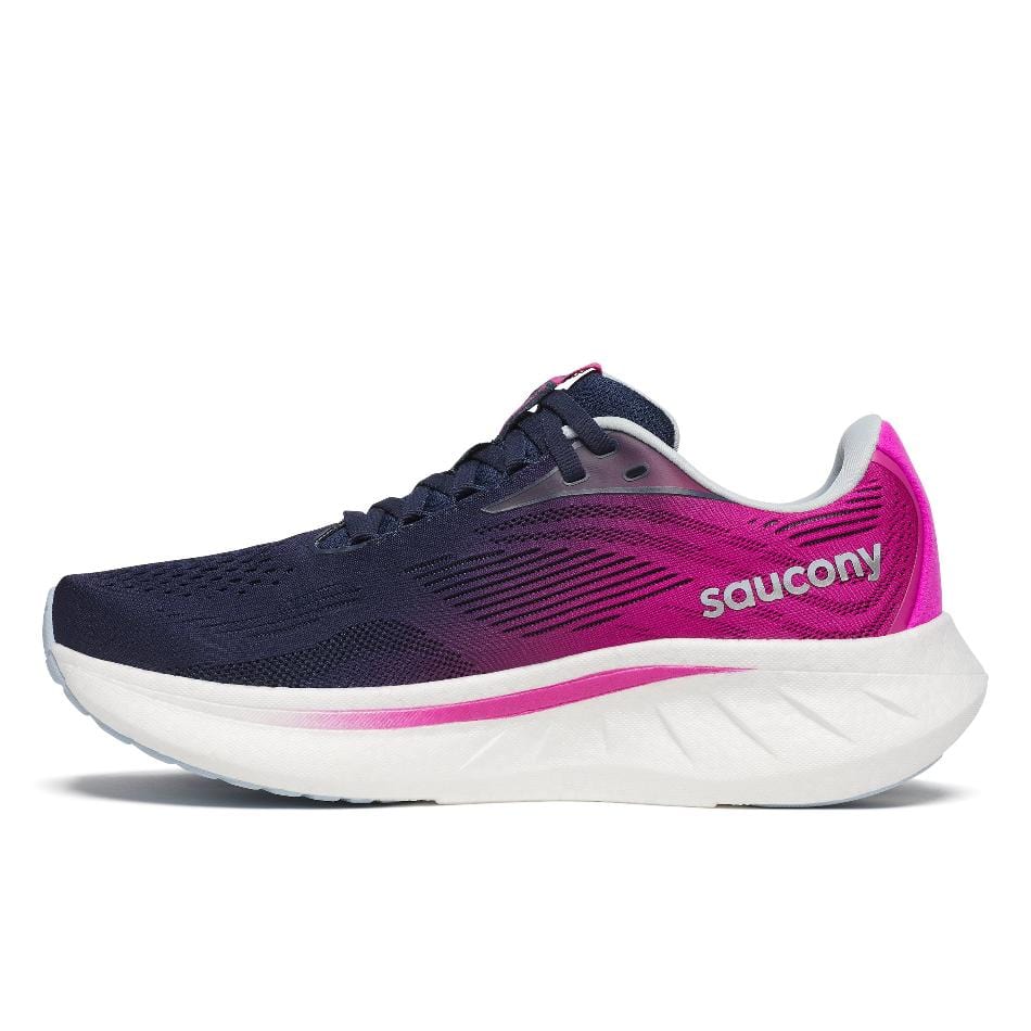 Saucony Shoes Saucony Women's Ride 18 Running Shoes in Navy/Fuchsia SS25 - Up and Running