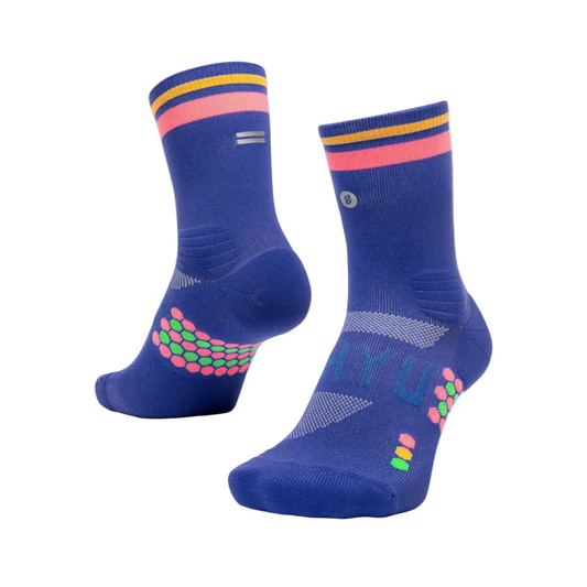 SHYU Racing Crew Running Socks in Blue/Blush/Apricot SS26